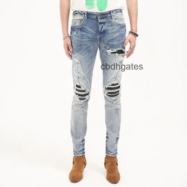designer fashion jeans jean mens amirs men's slim fit small foot quality pants with holes, Blue
designer fashion jeans jean mens amirs men's slim fit small foot quality pants with holes, Blue