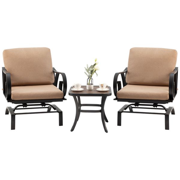 outdoor furniture 3 pcs luxury conversation set patio rocking chairs with coffee table bistro sets with padded cushion for porch garden balc
outdoor furniture 3 pcs luxury conversation set patio rocking chairs with coffee table bistro sets with padded cushion for porch garden balc