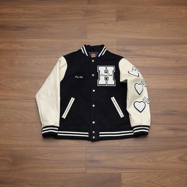 human made love embroidery high street vibe style baseball jacket jacket for lovers, Black;brown
human made love embroidery high street vibe style baseball jacket jacket for lovers, Black;brown