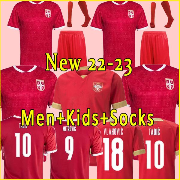 serbia soccer jersey vlahovic milivojevic 2021 2022 2023 mitrovic kostic 21 22 23 tadic kolarov sergel jovic men national team football shir, Black;yellow