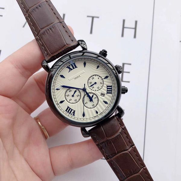 brand designer mens watches chronograph 42mm luxury men watch genuine leather strap satch quartz fashion wristwatches for man christmas fath, Slivery;brown
brand designer mens watches chronograph 42mm luxury men watch genuine leather strap satch quartz fashion wristwatches for man christmas fath, Slivery;brown