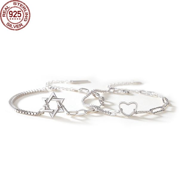 new six star lovers charm bracelet a pair of sterling silver korean heart-shaped bracelets women's simple niche double-layer, Golden;silver
new six star lovers charm bracelet a pair of sterling silver korean heart-shaped bracelets women's simple niche double-layer, Golden;silver