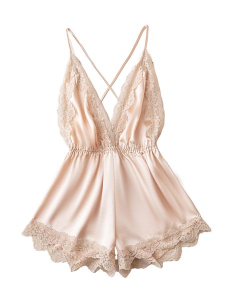 contrast lace criss cross backless satin cami romper r5go#, Black;red
contrast lace criss cross backless satin cami romper r5go#, Black;red