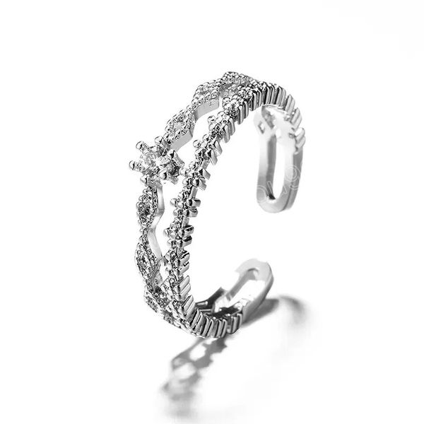 flower lace diamand hollow double layer open ring 925 sterling silver jewelry zircon crystal fine valentine's day gift 
flower lace diamand hollow double layer open ring 925 sterling silver jewelry zircon crystal fine valentine's day gift