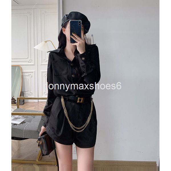 two piece dress light mature wind satin shirt set autumn 21 polo collar single breasted chain belt shorts two-piece, White
two piece dress light mature wind satin shirt set autumn 21 polo collar single breasted chain belt shorts two-piece, White