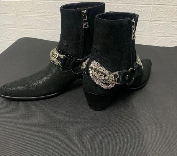 fashion silver chains boots winter wyatt shoes high cow leather gentlemen boots chelse shoes, Black
fashion silver chains boots winter wyatt shoes high cow leather gentlemen boots chelse shoes, Black
