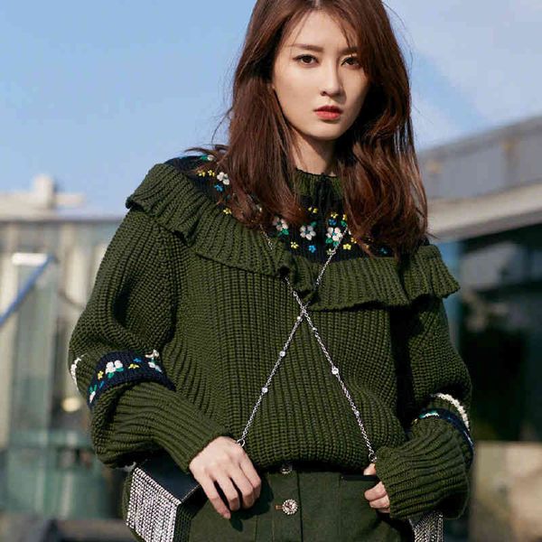 women's knits & tees qiaoxin star same sweater autumn winter round neck long sleeve embroidered flower green women's eix2, White
women's knits & tees qiaoxin star same sweater autumn winter round neck long sleeve embroidered flower green women's eix2, White