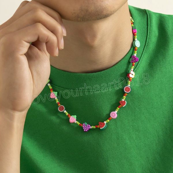 colorful polymer clay beads fruit pieces mix design choker necklace for women men bohemian clavicle chain jewelry, Golden;silver
colorful polymer clay beads fruit pieces mix design choker necklace for women men bohemian clavicle chain jewelry, Golden;silver