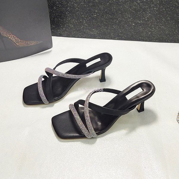 slippers slotted slippers women's summer open toe thin heels and high are casual versatile. wear sals outside, Black
slippers slotted slippers women's summer open toe thin heels and high are casual versatile. wear sals outside, Black