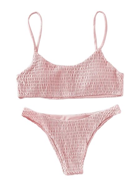 plain smocked bikini swimsuit r0ly#, White;black
plain smocked bikini swimsuit r0ly#, White;black