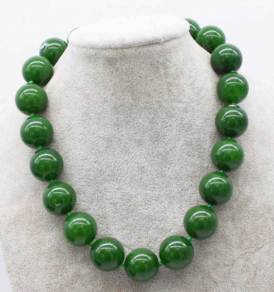 wholesale 20mm green jade round necklace 17.5inch nature beads big size xmas gift, Silver 
wholesale 20mm green jade round necklace 17.5inch nature beads big size xmas gift, Silver