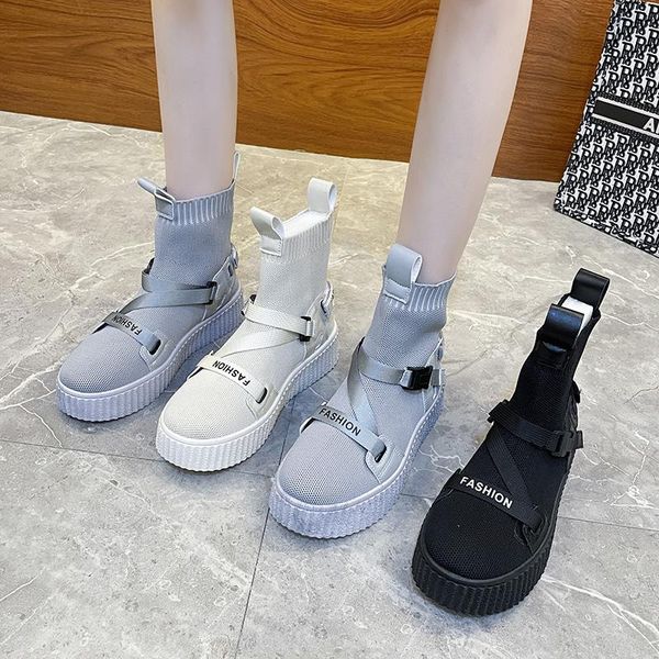 boots 2022 stretch fabric socks shoes autumn women's casual sneakers mid-calf cloth ladies women boot, Black
boots 2022 stretch fabric socks shoes autumn women's casual sneakers mid-calf cloth ladies women boot, Black