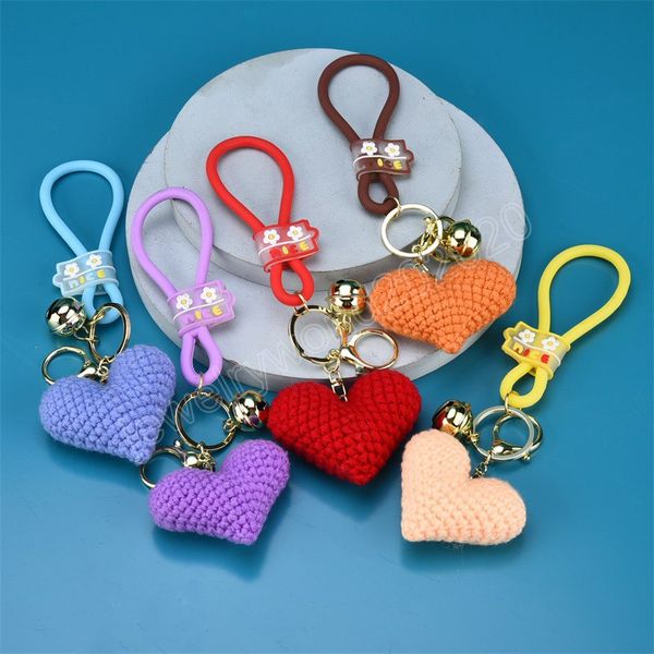 knitting love key chain handmade knitted heart flower with bell hanging pendant keychain women gift bag charm keyring holder, Silver
knitting love key chain handmade knitted heart flower with bell hanging pendant keychain women gift bag charm keyring holder, Silver