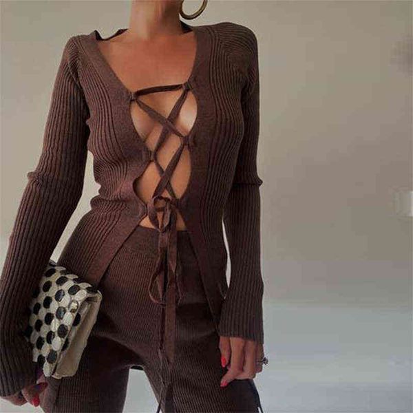 women cross bandage knitted cardigan casual women long sleeves hollow v-neck t-shirt fall winter slim fit long l220714, White;black
women cross bandage knitted cardigan casual women long sleeves hollow v-neck t-shirt fall winter slim fit long l220714, White;black