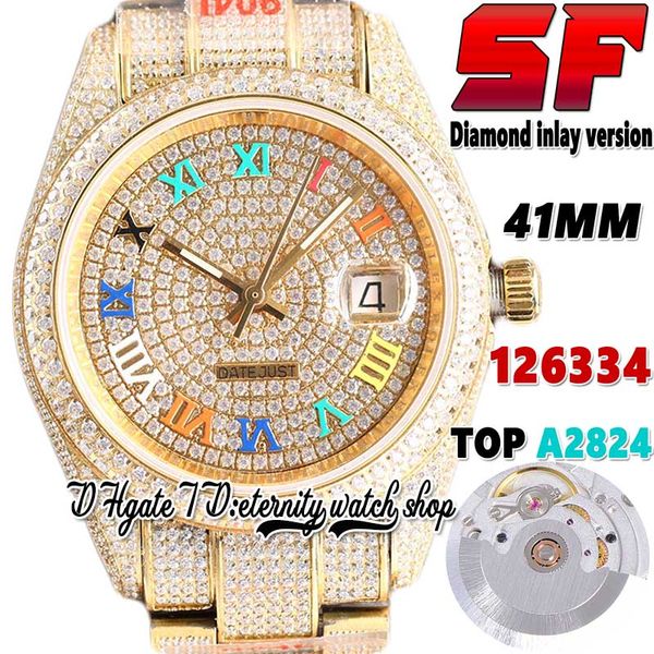 sf latest tw126333 a2824 automatic mens watch bl126334 ew126303 diamond bezel rainbow roman dial 904l stainless iced out diamonds gold brace, Slivery;brown
sf latest tw126333 a2824 automatic mens watch bl126334 ew126303 diamond bezel rainbow roman dial 904l stainless iced out diamonds gold brace, Slivery;brown