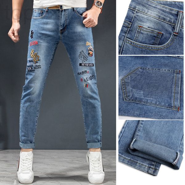 men's jeans designer european fashion brand men's embroidered jeans trend korean slim fit feet new printed spring casual pants o58, Blue
men's jeans designer european fashion brand men's embroidered jeans trend korean slim fit feet new printed spring casual pants o58, Blue