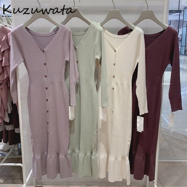 kuzuwata elegant solid slim fit high waist knit women dress v neck single breasted trumpet dresses 2021 spring new vestidos 210319, Black;gray
kuzuwata elegant solid slim fit high waist knit women dress v neck single breasted trumpet dresses 2021 spring new vestidos 210319, Black;gray
