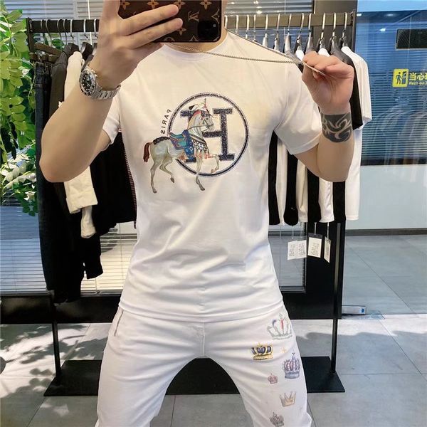 men's t-shirts designer short sleeve t-shirt men's war horse letter printing drill fashion round neck mercerized cotton white half, White;black
men's t-shirts designer short sleeve t-shirt men's war horse letter printing drill fashion round neck mercerized cotton white half, White;black