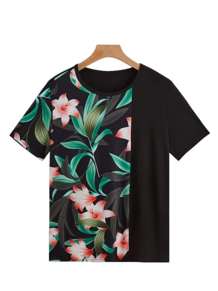men floral print tee m9nc#, White;black