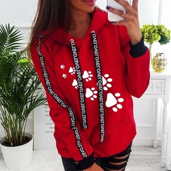plus size dog paw letters printed hoodie long sleeve hooded pullover fashion autumn sweatshirt women 5xl y200608, Black
plus size dog paw letters printed hoodie long sleeve hooded pullover fashion autumn sweatshirt women 5xl y200608, Black