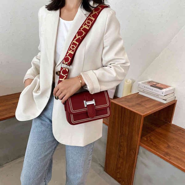 bag women's 2022 new fashion wide shoulder belt msenger 2022 trendy design ladies sachet