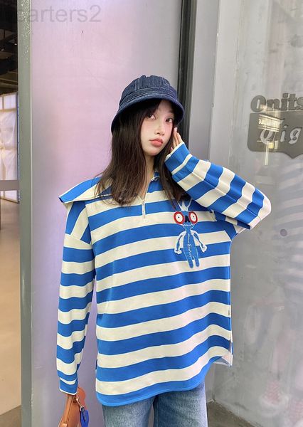 women's hoodies & sweatshirts designer 22 early spring new minority design cartoon big rabbit aging large lapel contrast striped sweate, Black
women's hoodies & sweatshirts designer 22 early spring new minority design cartoon big rabbit aging large lapel contrast striped sweate, Black