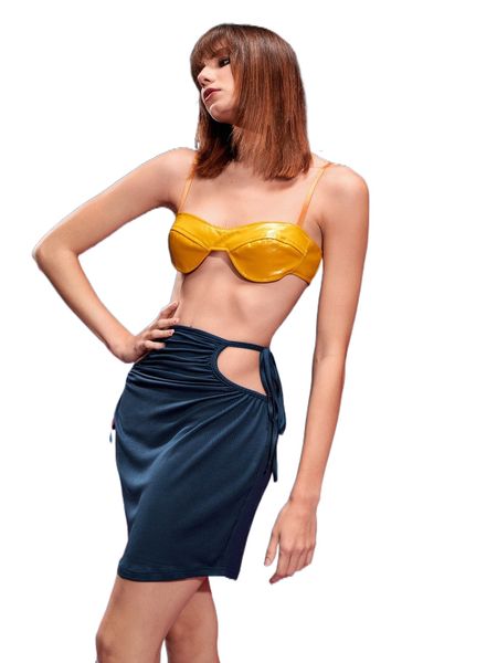 x sean betco cut out waist knot side skirt y7l3#, Black