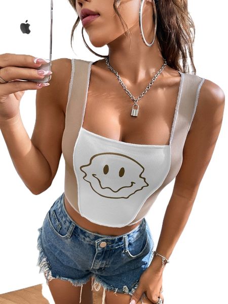 expression print colorblock stitching crop tank v7rf#, White
expression print colorblock stitching crop tank v7rf#, White