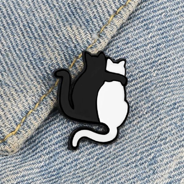 black and white enamel holding cat pins brooches cartoon cute animal backpack lapel badge jewelry gift for friends a236, Gray
black and white enamel holding cat pins brooches cartoon cute animal backpack lapel badge jewelry gift for friends a236, Gray