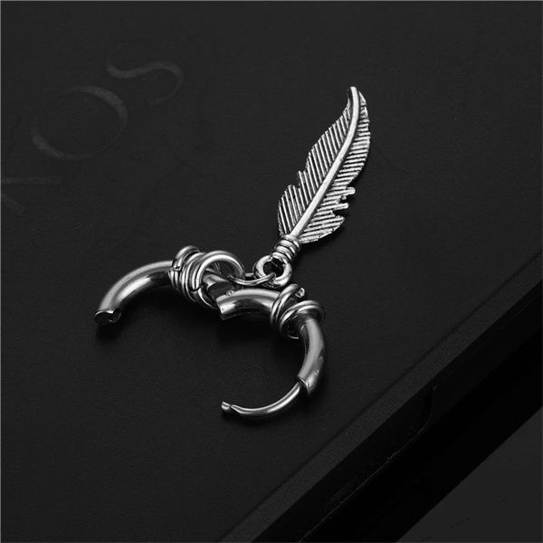 european and american fashion cross feather dangle & chandelier women's punk rock style stainless steel earrings a277, Silver
european and american fashion cross feather dangle & chandelier women's punk rock style stainless steel earrings a277, Silver