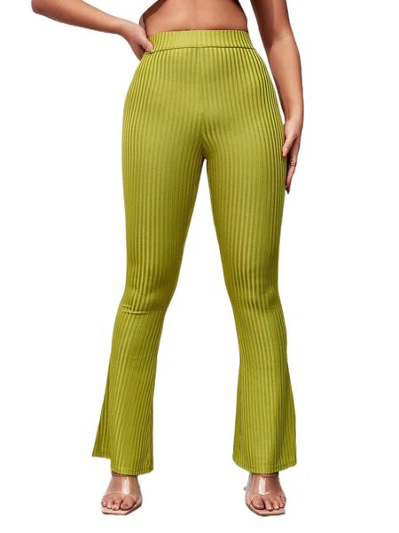 petite high waist flare leg pants l8y3#, Black;white