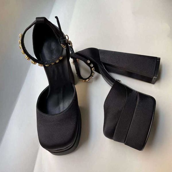 2022 designer platform pumps chunky heel platform sandals high heels lace up bow tie gladiator ladies thick leather silk rhinestone shoes, Black
2022 designer platform pumps chunky heel platform sandals high heels lace up bow tie gladiator ladies thick leather silk rhinestone shoes, Black