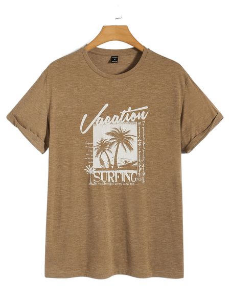 men coconut tree & slogan graphic tee q2tc#, White;black