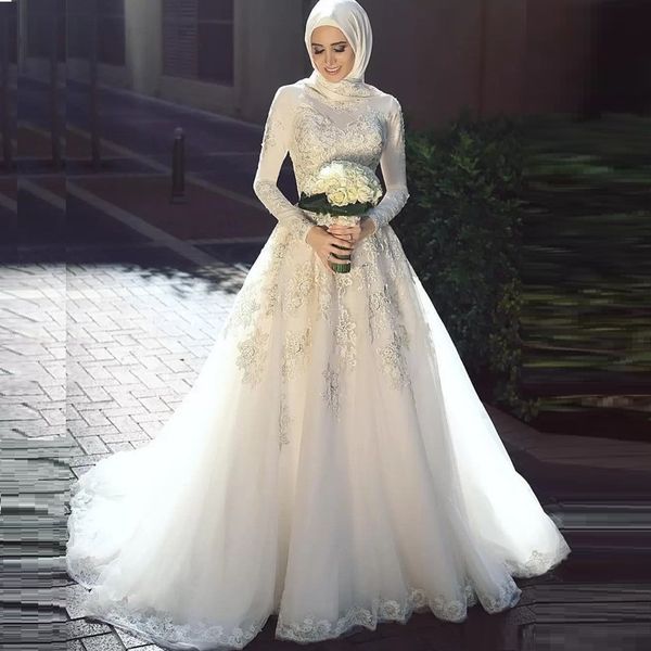 muslim high neck long sleeve dubai arabic a-line wedding dress elegant appliques lace saudi bridal gown vestido de noiva, White
muslim high neck long sleeve dubai arabic a-line wedding dress elegant appliques lace saudi bridal gown vestido de noiva, White