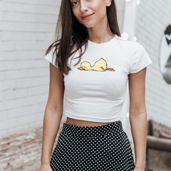 women's tanks & camis european and american 2022 summer cartoon duck print short open navel slim sleeve t-shirt crop y2k, White
women's tanks & camis european and american 2022 summer cartoon duck print short open navel slim sleeve t-shirt crop y2k, White