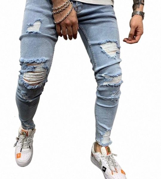 european and american fall/winter men's knee-hole jeans slim fit feet casual r3uc#, Blue
european and american fall/winter men's knee-hole jeans slim fit feet casual r3uc#, Blue