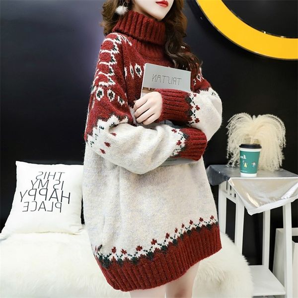 women's sweaters high neck sweater women's thickened loose net red lazy winter korean medium and long t1s6, White;black
women's sweaters high neck sweater women's thickened loose net red lazy winter korean medium and long t1s6, White;black