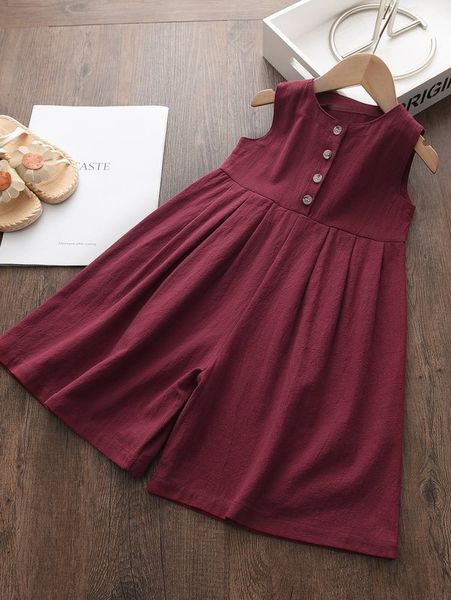 toddler girls fold pleated wide leg jumpsuit she, Blue