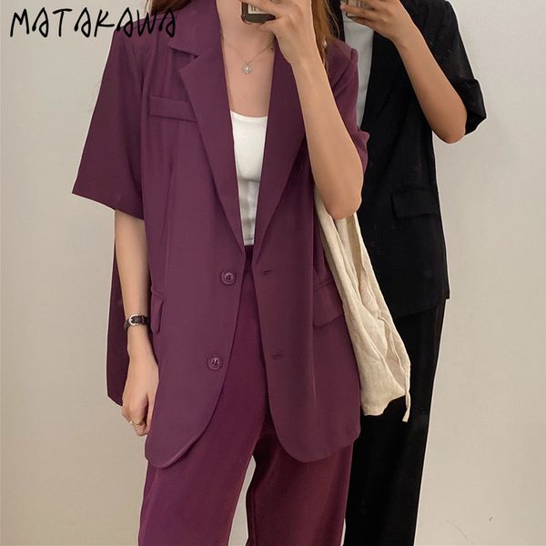 women 2 piece outfits lapel two buckle loose thin suit jacket high waist pants wide leg mopping trousers 210506, White
women 2 piece outfits lapel two buckle loose thin suit jacket high waist pants wide leg mopping trousers 210506, White
