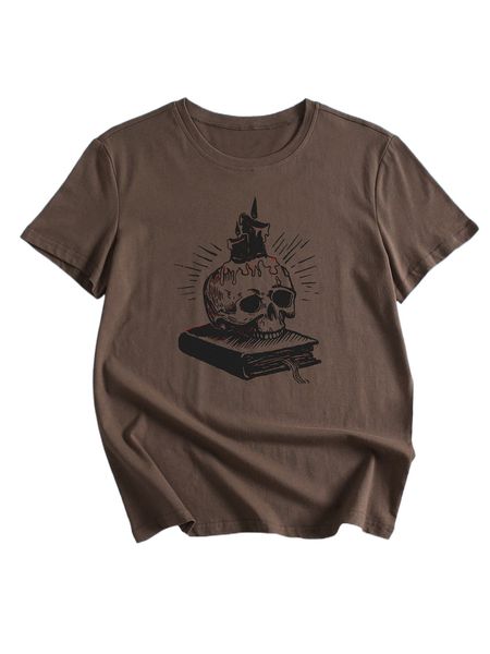 romwe x mountain vintage press skull & candle print tee d5w6#, White
romwe x mountain vintage press skull & candle print tee d5w6#, White