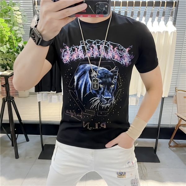 2022 summer mens t shirt leopard print 3d drills slim fit stylish cotton short sleeve tshirts fashion t shirts for men, White;black
2022 summer mens t shirt leopard print 3d drills slim fit stylish cotton short sleeve tshirts fashion t shirts for men, White;black