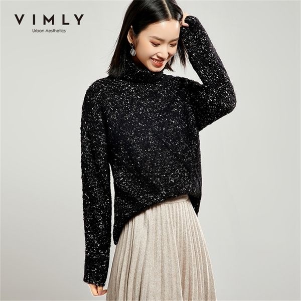 vimly autumn winter women turtleneck sweater fashion loose knitted office lady elegant female pullover 99168 201225, White;black
vimly autumn winter women turtleneck sweater fashion loose knitted office lady elegant female pullover 99168 201225, White;black