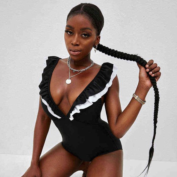 designer women's swimsuit bikini dillamon women's summer solid color deep v lotus leaf collar beautiful back swimming swimsuit, White;black
designer women's swimsuit bikini dillamon women's summer solid color deep v lotus leaf collar beautiful back swimming swimsuit, White;black