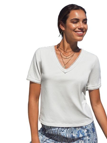 guipure lace trim tee k5mj#, White
guipure lace trim tee k5mj#, White