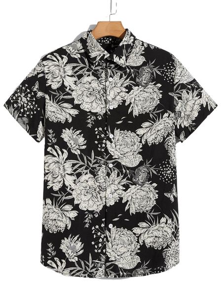 romwe guys allover floral print shirt 62u8#, White;black
romwe guys allover floral print shirt 62u8#, White;black