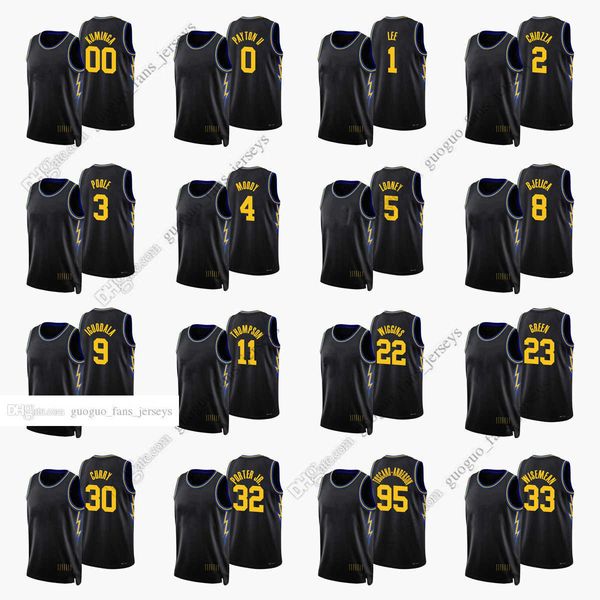 custom printed 2022 new city basketball jerseys curry thompson wiggins green wiseman kuminga moody iguodala porter poole bjelica lee chiozza, Black;red