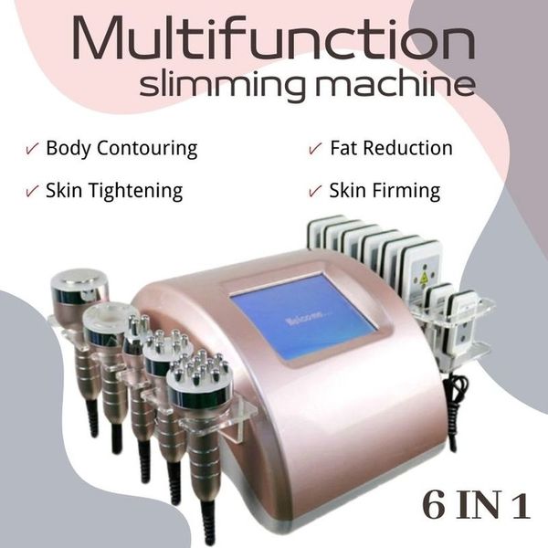 promotion 6 in 1 ultrasonic cavitation vacuum radio frequency lipo laser body slimming machine for spa dhl freight