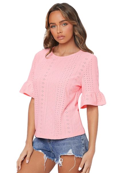 petite flounce sleeve schiffy tee f3mi#, White