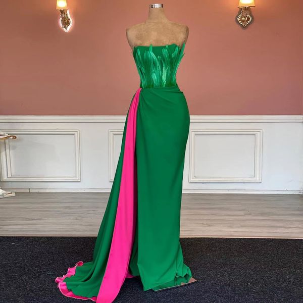 new green mermaid prom dresses 2022 strapless feathers floor length sleeveless long evening dress gowns vestidos de noche, Black
new green mermaid prom dresses 2022 strapless feathers floor length sleeveless long evening dress gowns vestidos de noche, Black