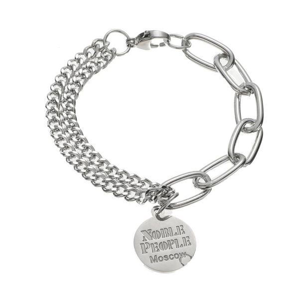 link, chain silver color punk bangle classic hip hop harajuku thick thin double pendant link round bracelet for men jewelry, Black
link, chain silver color punk bangle classic hip hop harajuku thick thin double pendant link round bracelet for men jewelry, Black